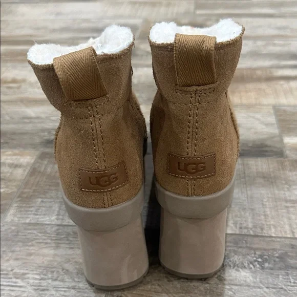 UGG Tan Women's Platform New Heights Suede Mini Boots - Picture 2 of 8
